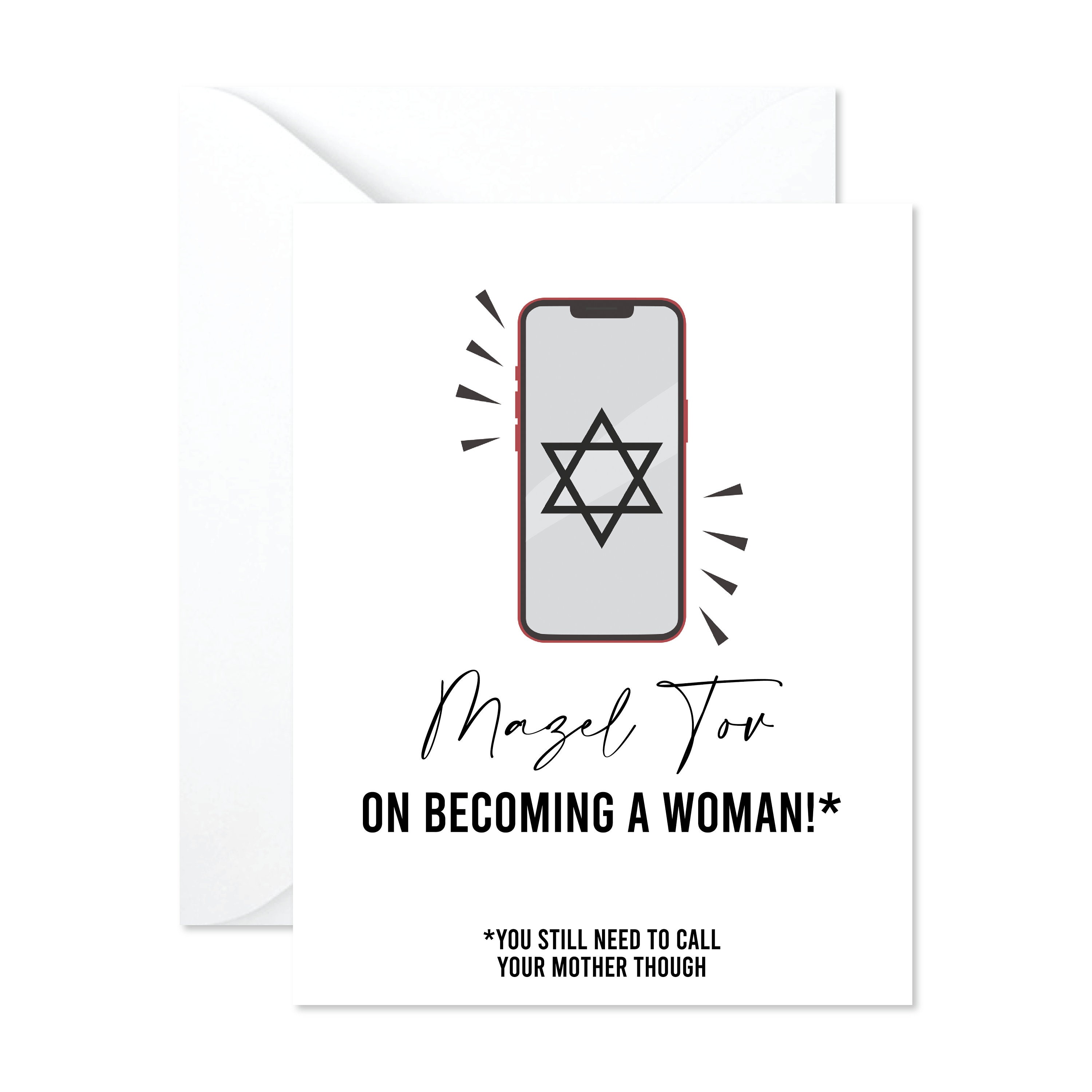 Funny Bar Mitzvah Card Star of David Bat Mitzvah Card Etsy