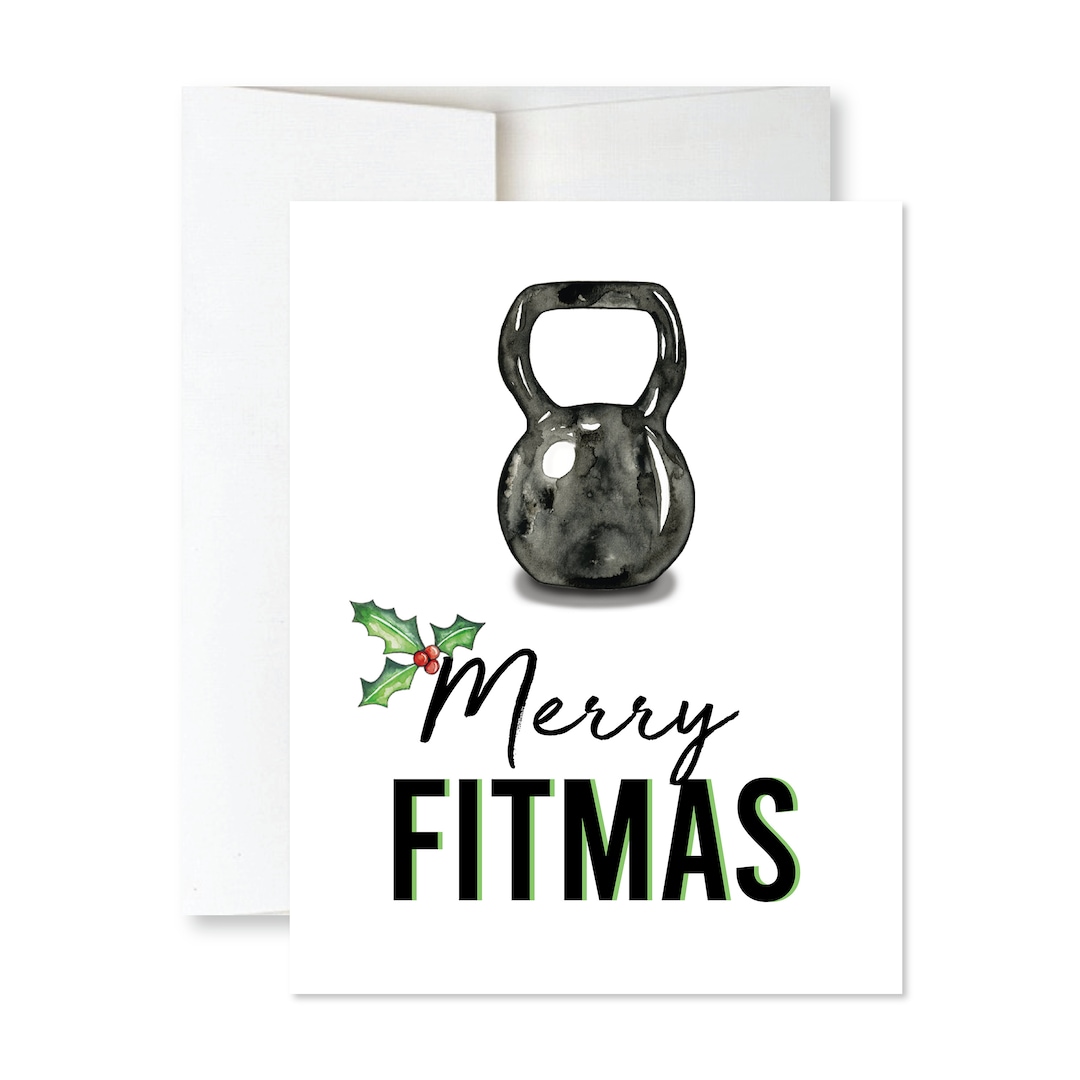 Merry Fitness Holiday Card Christmas Card Fit Couple Seasonal Card