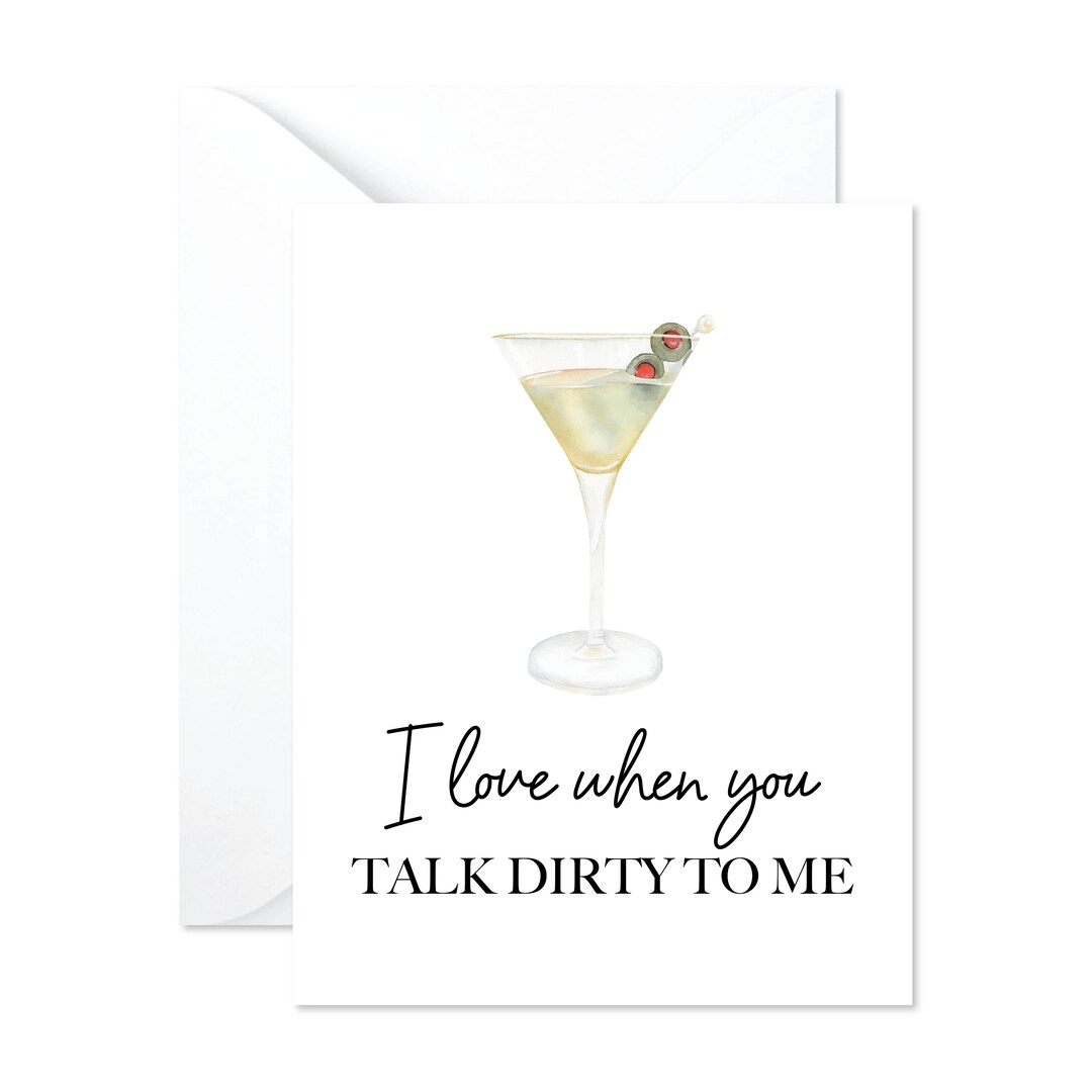 Dirty Martini Love Card Martini Watercolor Anniversary Card Etsy