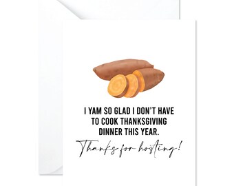 Thanksgiving Host Thank You Card - Funny Thanksgiving Card - Punny Fall Card - Yam Thanksgiving Card - Food Pun Card - Orange Thanksgiving