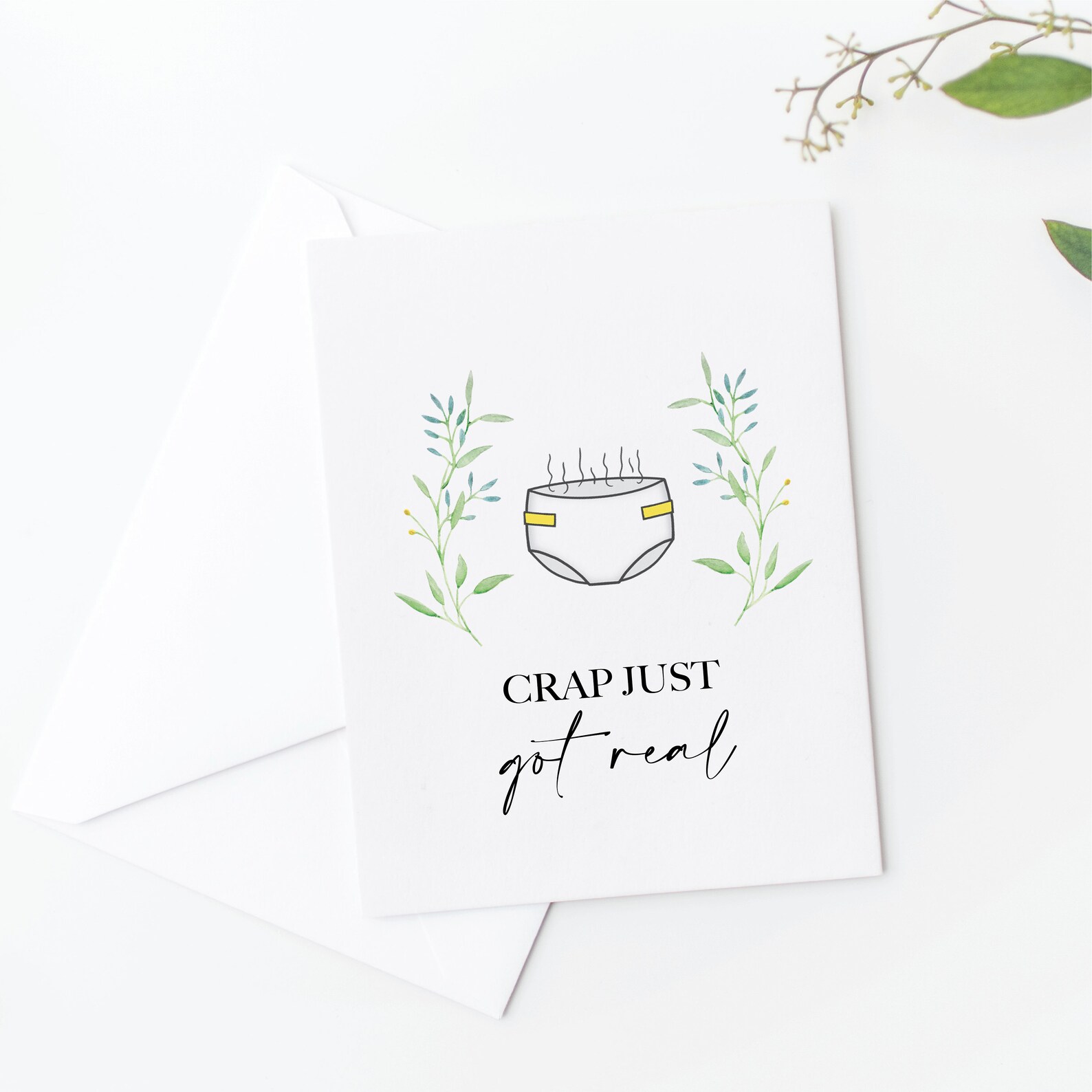 Funny Baby Shower Card Watercolor Baby Shower Card Crap Etsy