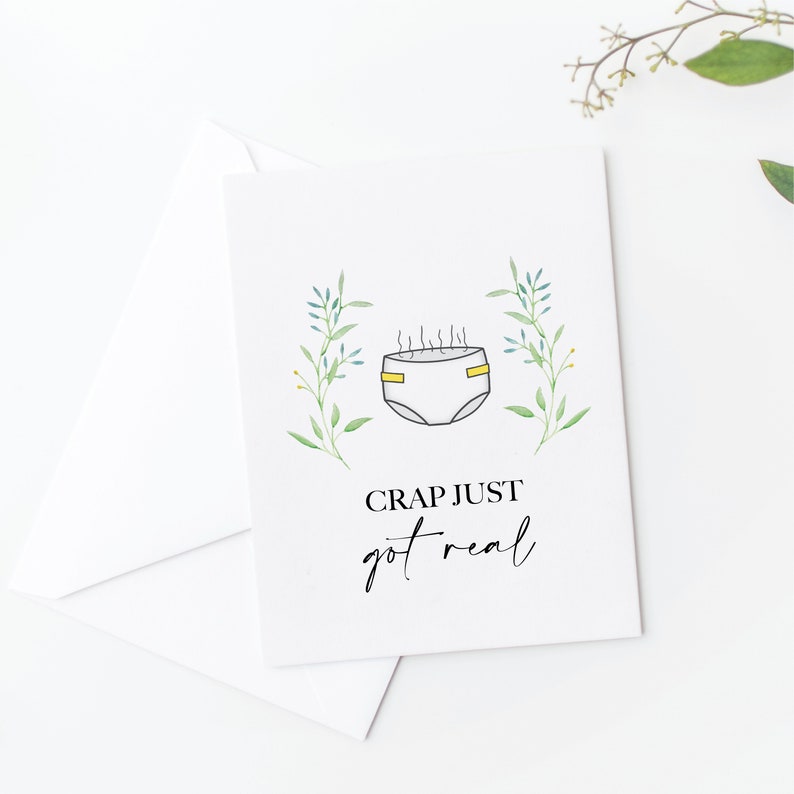 Funny Baby Shower Card Watercolor Baby Shower Card Crap Etsy