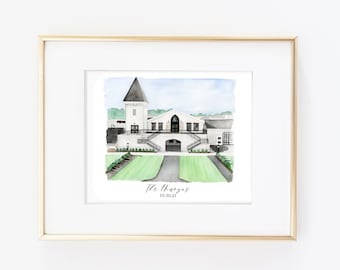 Renault Winery Wedding Painting - Newlywed Wedding Venue Personalized Painting - New Jersey Wedding Venue - New Jersey Renault Winery Art