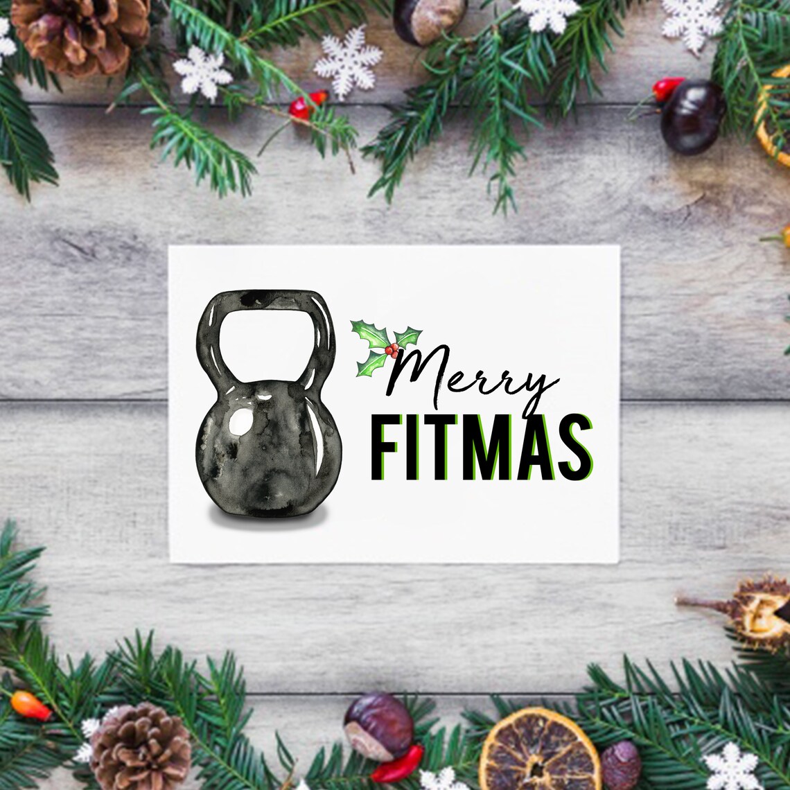 Merry Fitness Holiday Card Christmas Card Fit Couple Etsy