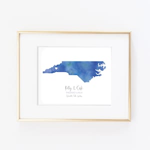 North Carolina Engagement Painting - Engagement Gift - Engaged Couple - Wedding Gift Idea - State Print - North Carolina Art - Personalized