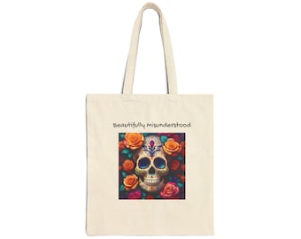 Bohemian Skull Art Cotton Canvas Tote Bag – Eco-Friendly