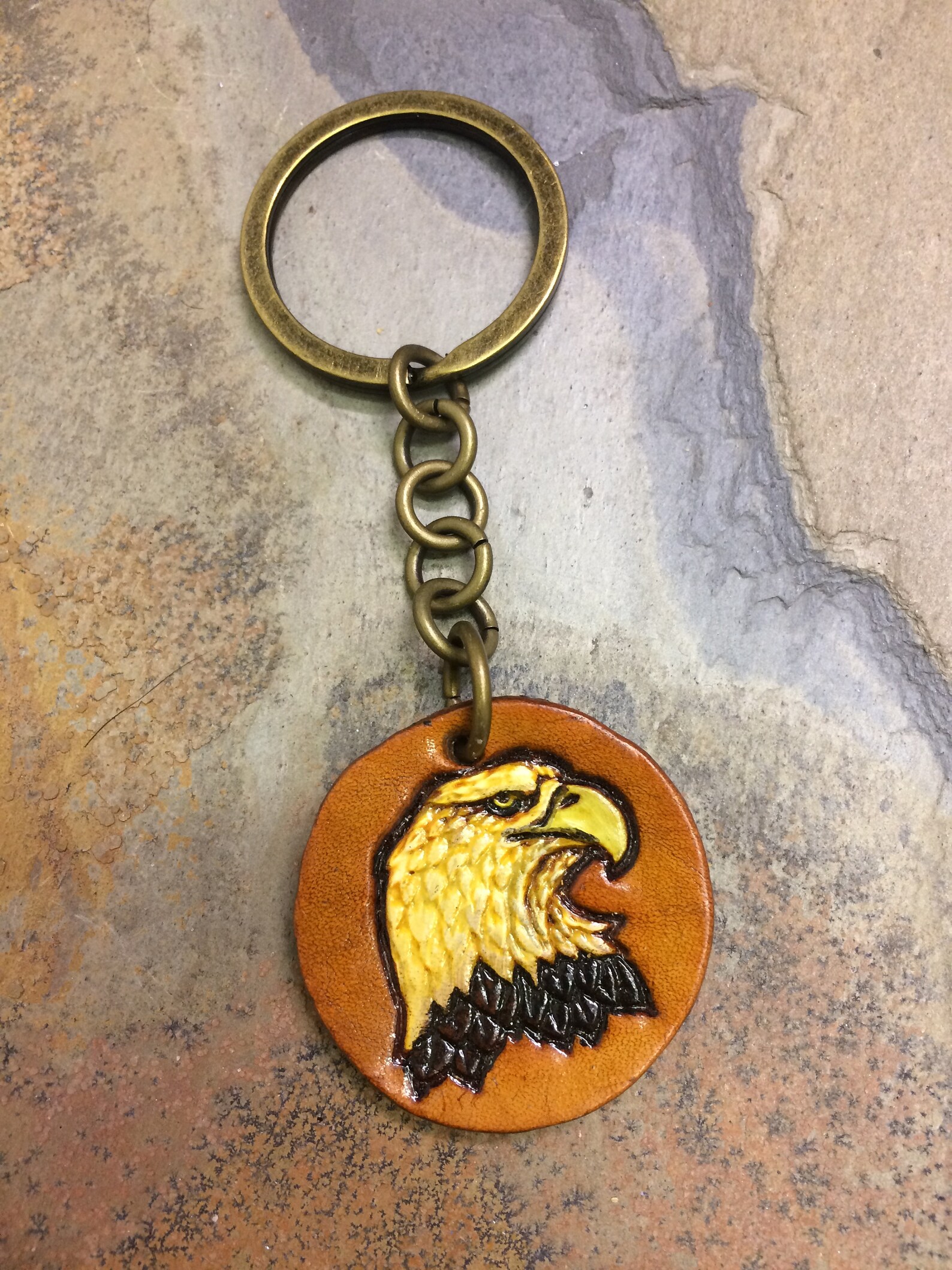 EAGLE Keychain leather Keychain American Bald Eagle Bald Etsy