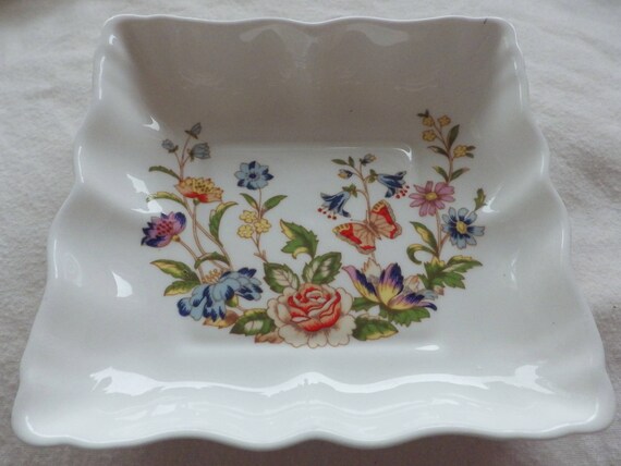 Aynsley Cottage Garden Square Trinket Dish Or Change Etsy