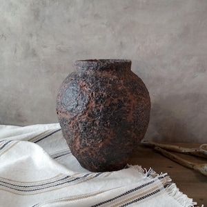 Handmade Paper Mache Vase: Rustic Wabi Sabi Decor