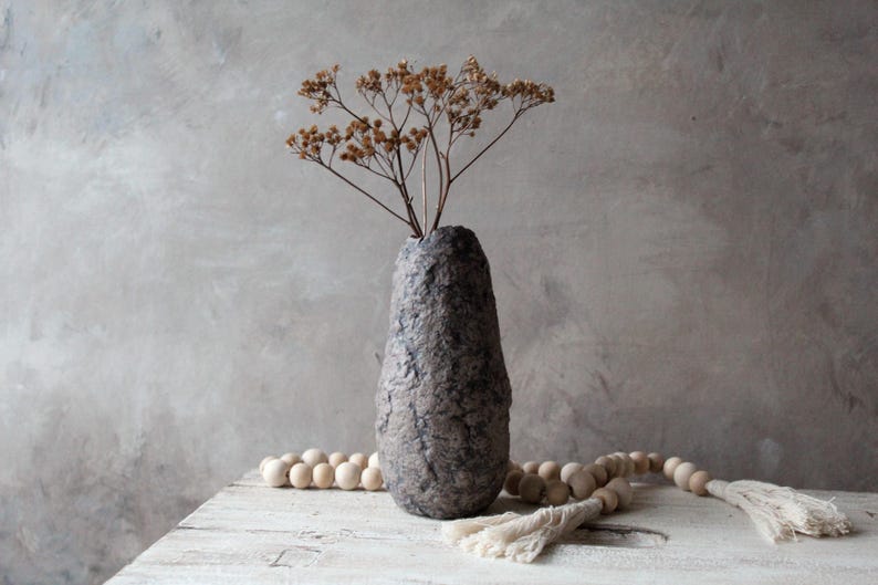 Handgjord papmachévas: Rustik Wabi Sabi-dekor bild 7