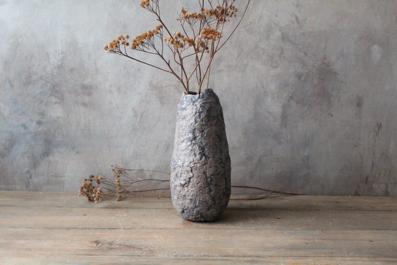 Handgjord papmachévas: Rustik Wabi Sabi-dekor bild 8