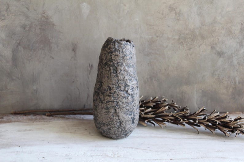 Handgjord papmachévas: Rustik Wabi Sabi-dekor bild 13