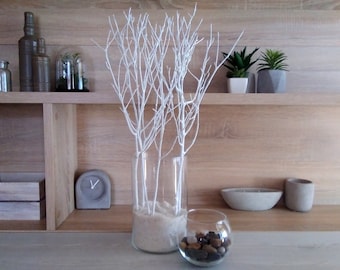 White tree branches, scandinavian home decor, woodland decor, painted branches, wedding centerpiece,  natural decorative twigs, vase filler