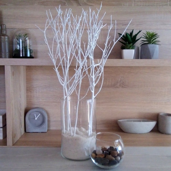 White tree branches, scandinavian home decor, woodland decor, painted branches, wedding centerpiece,  natural decorative twigs, vase filler