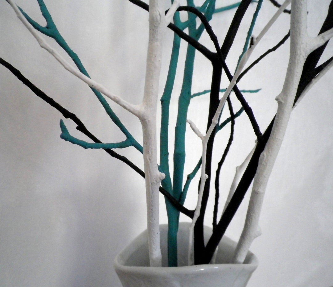 Tree Branches Home Decor Vase Filler 28'' Set of 6 Teal /white /black