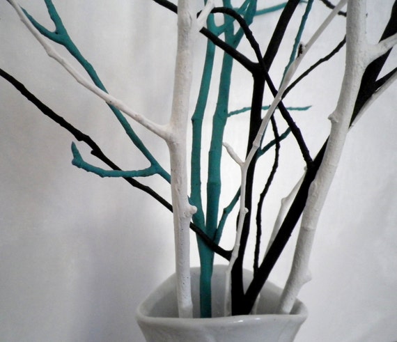 White Painted Tree Branches Scandinavian Style Home Decor Idea Natural Decorative  Twigs for Vase Filler Modern Minimalist Table Centerpiece 