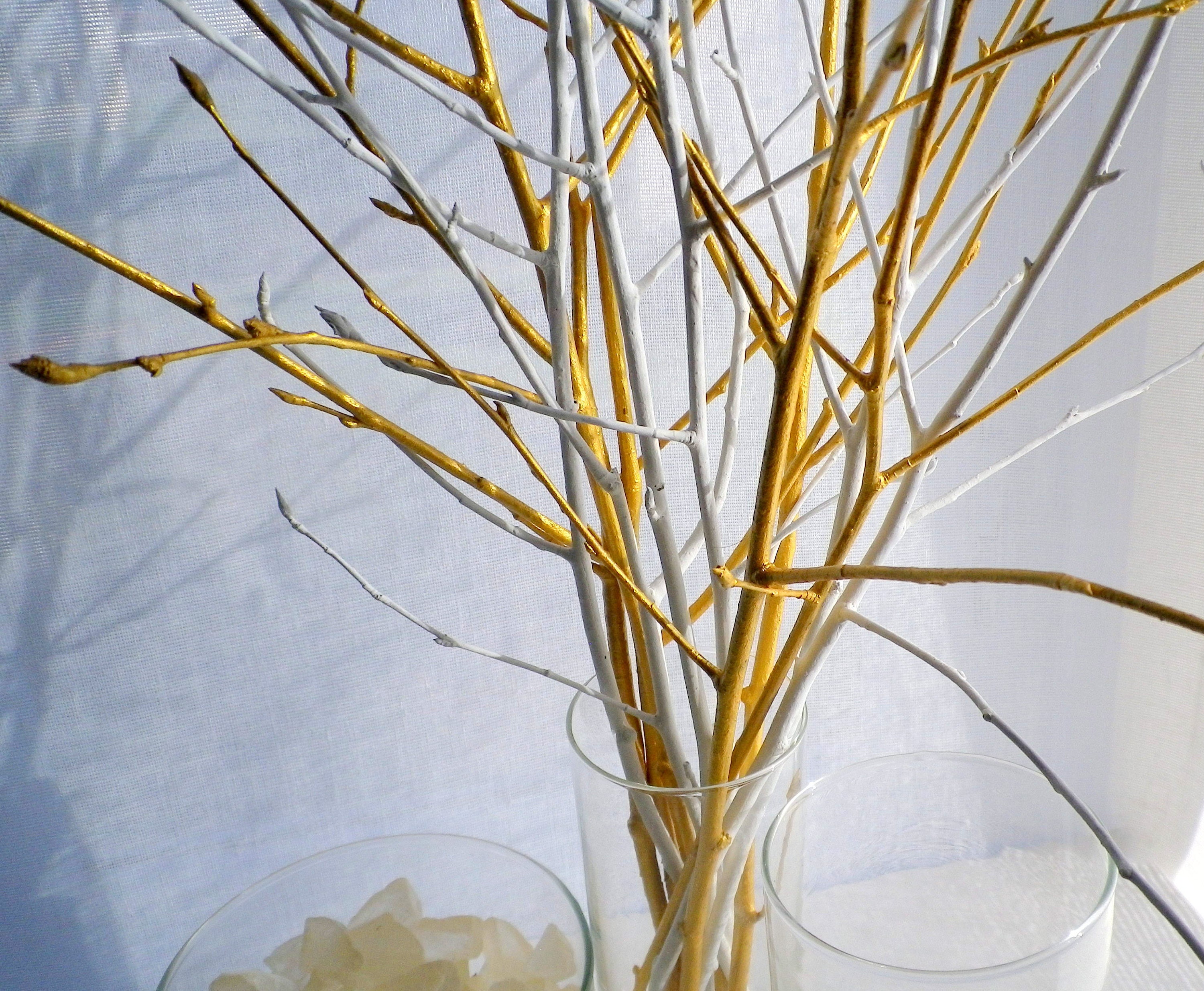 White Gold Tree Branches Wedding Centerpiece Set of 12 Birch Etsy
