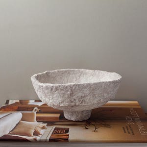Handmade Paper Mache Bowl: Rustic Wabi Sabi Home Decor