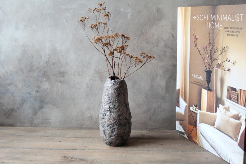 Handgjord papmachévas: Rustik Wabi Sabi-dekor bild 9