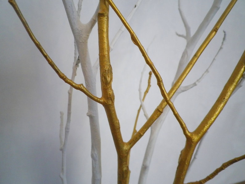 Decorative Tree Branches Set of 6 White Black Gold Colors Etsy