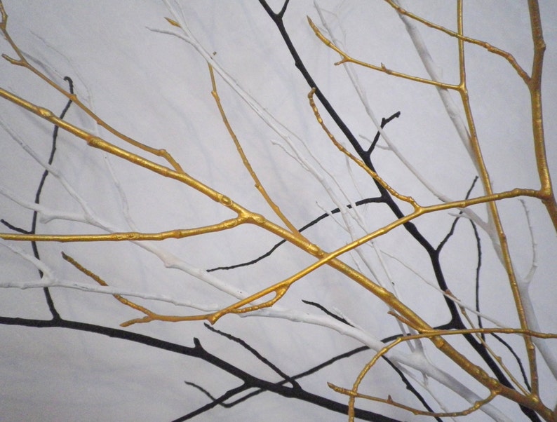 Decorative Tree Branches Set of 6 White Black Gold Colors Etsy