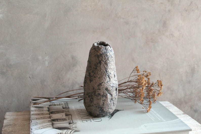 Handgjord papmachévas: Rustik Wabi Sabi-dekor bild 2