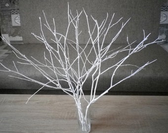 White Painted Tree Branches: Scandinavian Home Decor, Wedding Centerpiece (Set of 7)