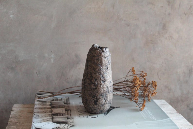 Handgjord papmachévas: Rustik Wabi Sabi-dekor bild 4