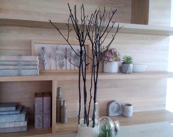 Black Painted Tree Branches: Modern Minimalist Home Decor, Set of 7