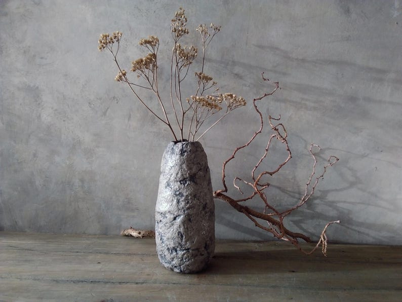 Handgjord papmachévas: Rustik Wabi Sabi-dekor bild 14