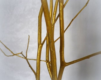 Gold branches set of 5 painted natural 28" wood branches, wedding centerpiece, modern minimalist woodland home decor, party decorating idea