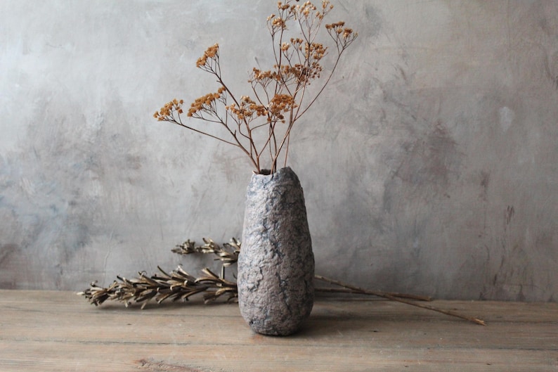 Handgjord papmachévas: Rustik Wabi Sabi-dekor bild 1