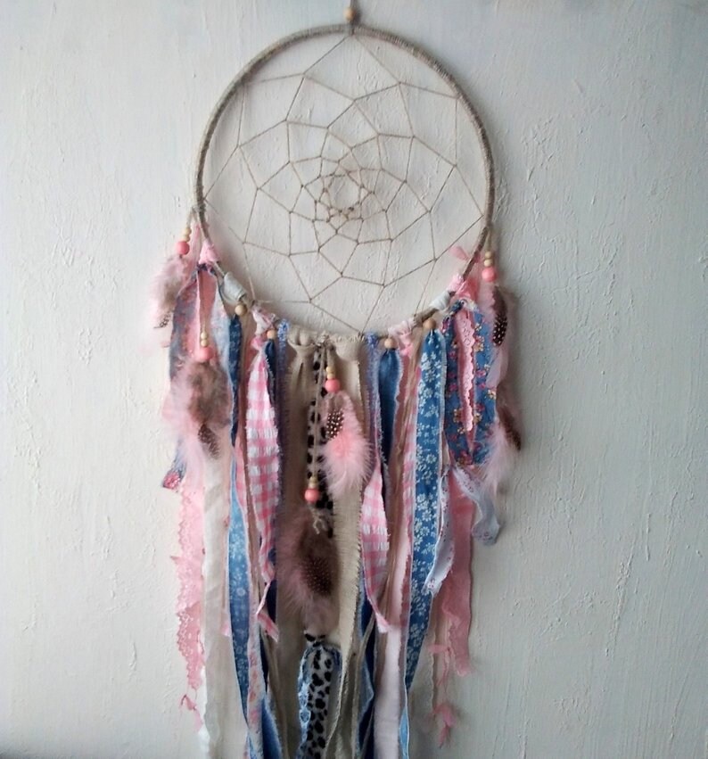 Dream catcher baby girl dreamcatcher pink taupe blue denim Etsy