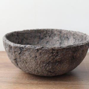 Textured Taupe Paper Mache Bowl: Rustic Japandi Decor