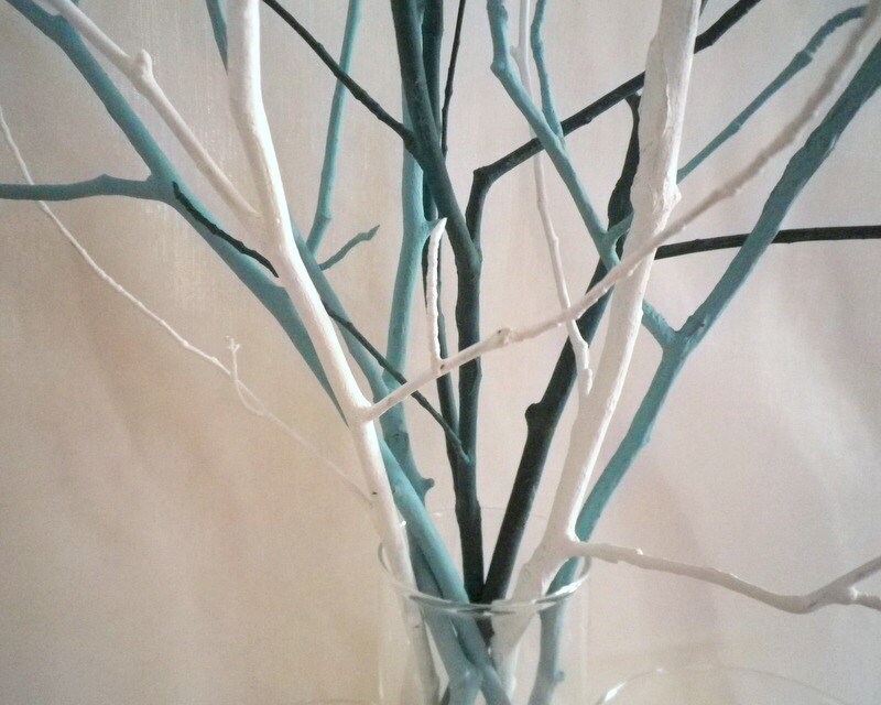 Tree Branches Home Decor Vase Filler Set of 7 Teal/ Light Etsy