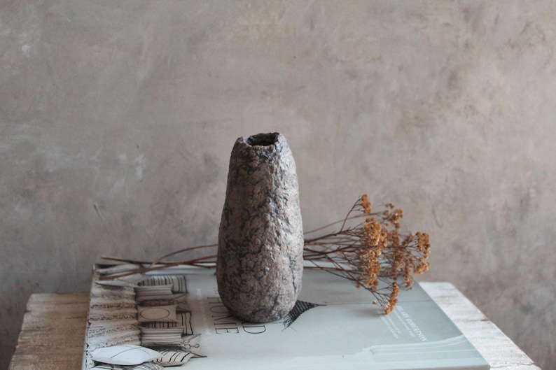 Handgjord papmachévas: Rustik Wabi Sabi-dekor bild 5
