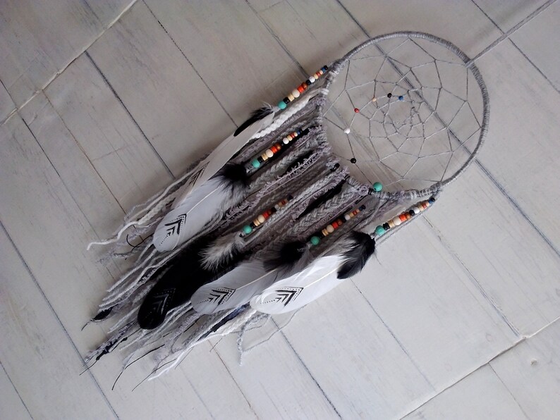 Dream Catcher Grey Native American Dreamcatcher Aztec Tribal Etsy