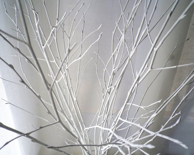 White Birch Twigs Set of 12 Hand Painted Birch Branches Etsy