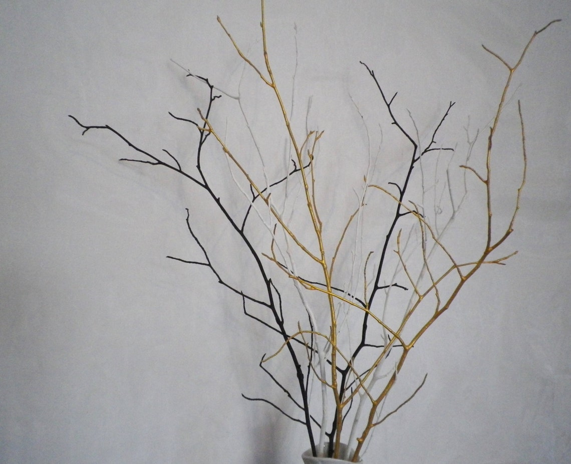 Decorative Tree Branches Set of 6 White Black Gold Colors Etsy