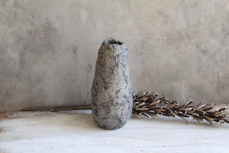 Handgjord papmachévas: Rustik Wabi Sabi-dekor bild 10