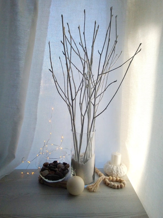 White Branches, Painted Tree Branches, Contemporary Christmas Centerpiece,  Wedding Party Table Decor, Winter Woodland Home Decorating Idea 