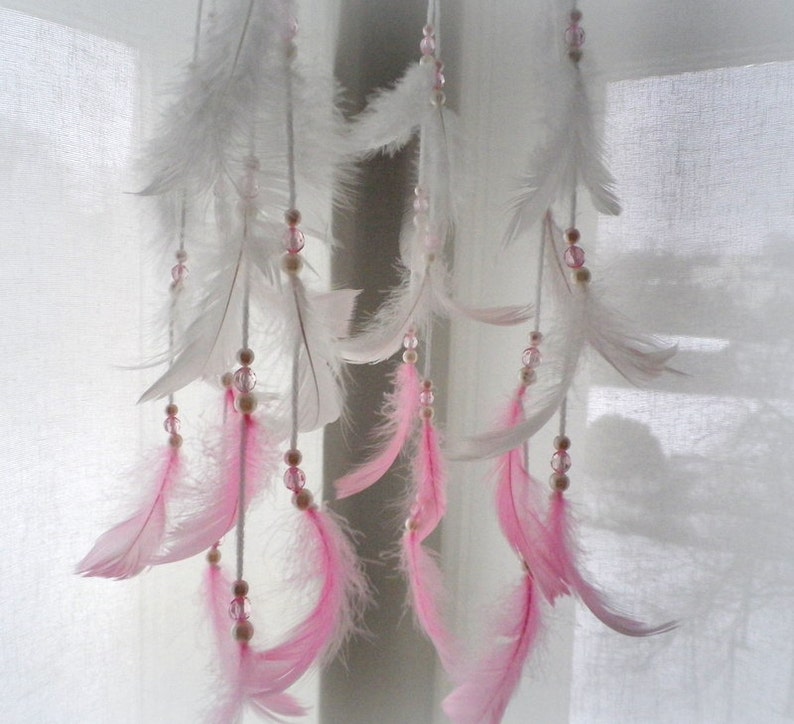 Baby girl dream catcher mobile white pink dreamcatcher Etsy