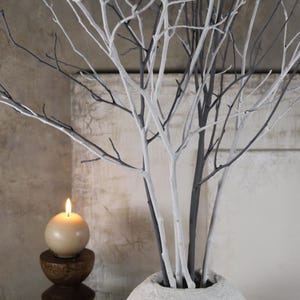 White & Grey Painted Tree Branches: Modern Minimalist Decor, Set of 7
