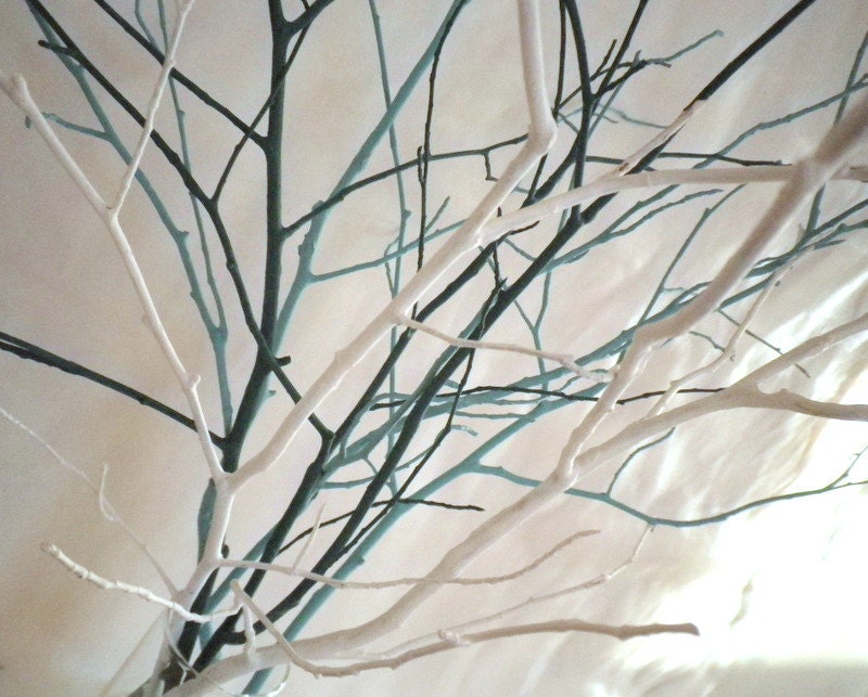 Tree branches home decor vase filler set of 7 teal/ light Etsy