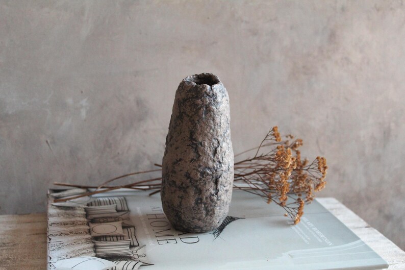 Handgjord papmachévas: Rustik Wabi Sabi-dekor bild 6