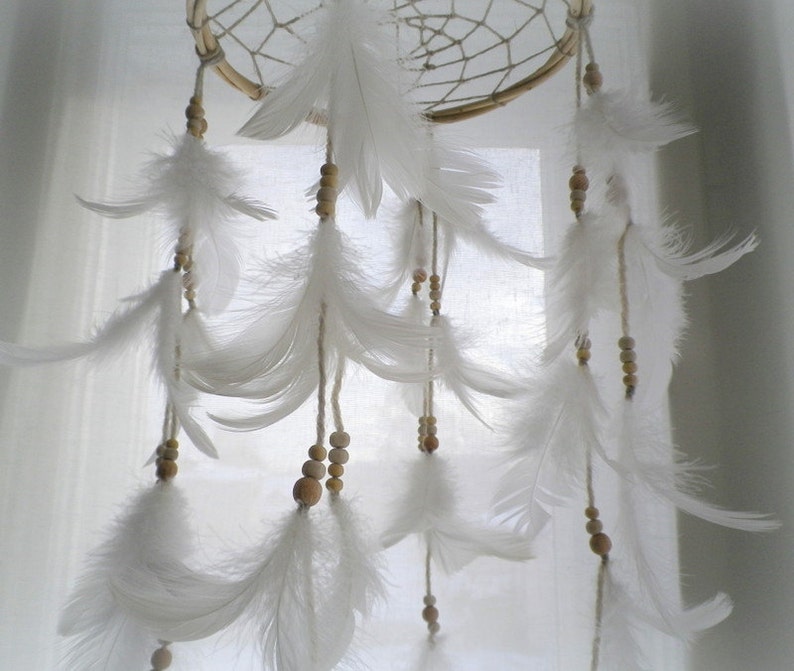 Baby Mobile Dream Catcher White Dreamcatcher Mobile Feather Etsy