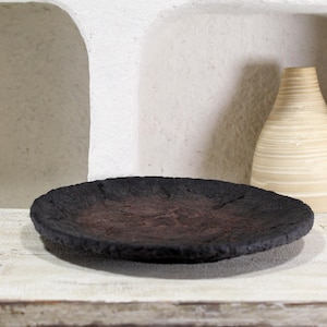 Textured Paper Mache Plate: Rustic Wabi Sabi Decor
