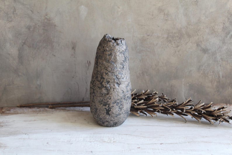 Handgjord papmachévas: Rustik Wabi Sabi-dekor bild 12