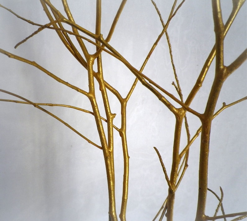 Gold Branches Set of 5 Painted Natural 28 Wood Branches Etsy