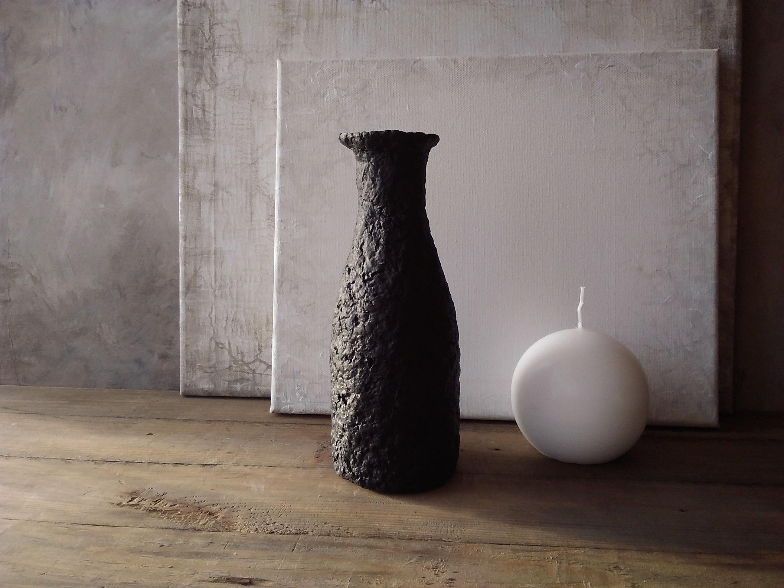 Handmade Black Paper Mache Vase: Rustic Wabi Sabi Home Decor - Etsy
